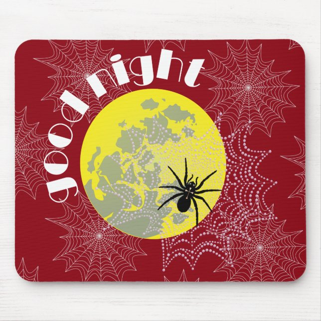 Mousepad Kreuzspinne im Netz bei Vollmond (Frente)