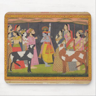 Mousepad Krishna levantando o Monte Govardhana, de Bhagav