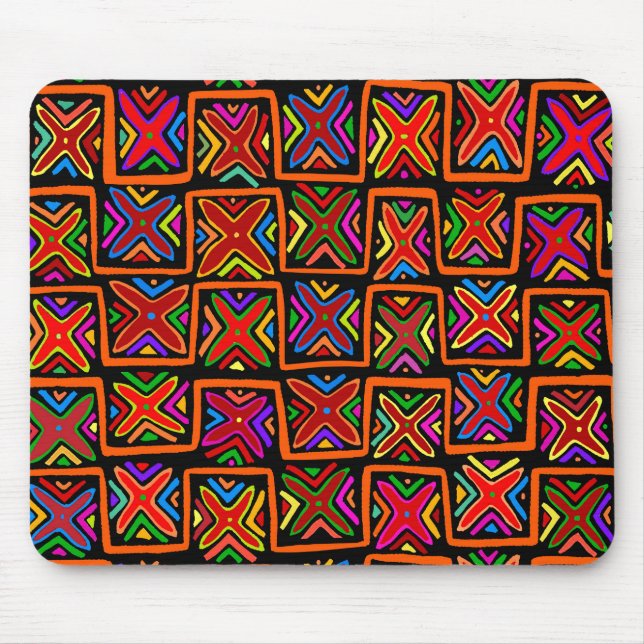 Mousepad Kuna Indian Mola Verificação Tribal - Vermelho (Frente)