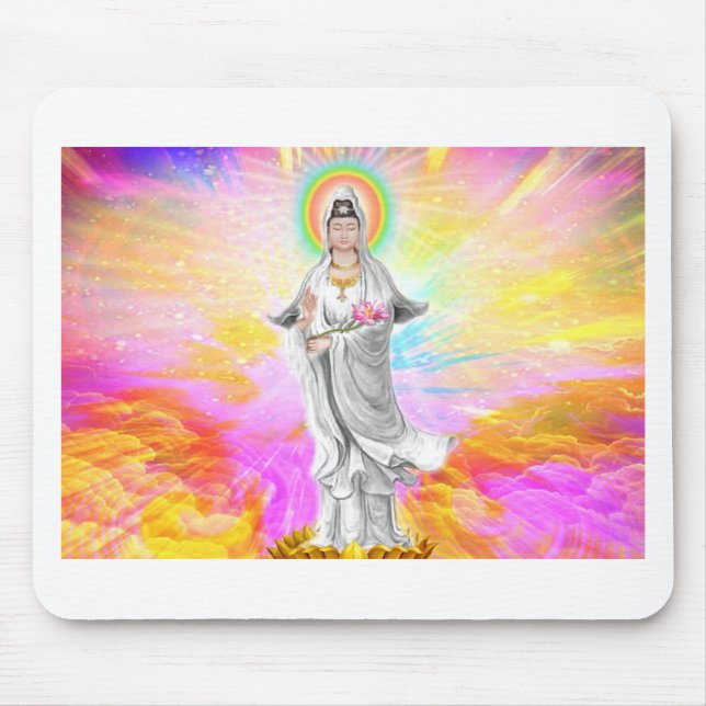 Mousepad Kwan Yin a deusa da piedade com rosa (Frente)