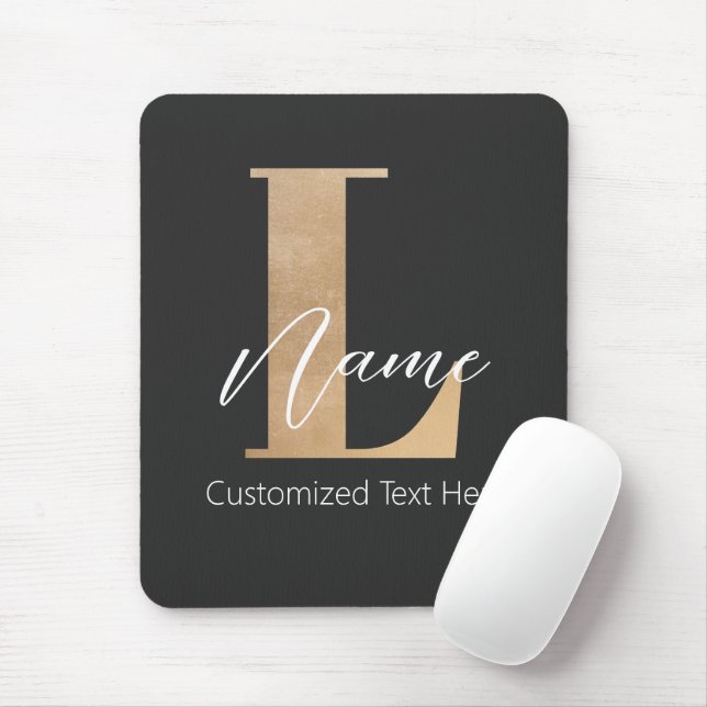 Mousepad L & Name Iniciais Monogramados Modernos Personaliz (Com mouse)