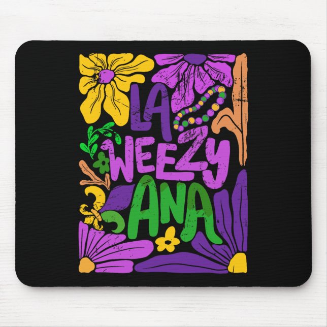 Mousepad La Weezy Ana Boho Flower Groovy Mardi Gras (Frente)