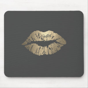 Mousepad Lábios Adoráveis com Brilho Dourado - Personalizad