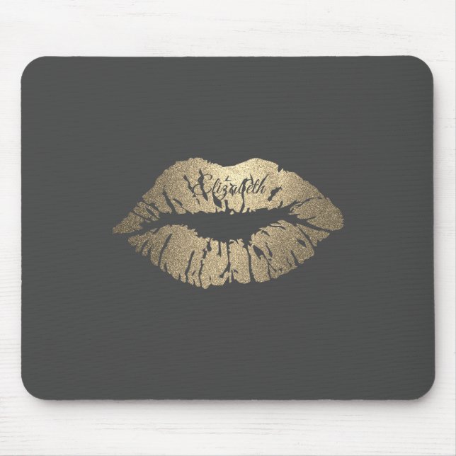 Mousepad Lábios Adoráveis com Brilho Dourado - Personalizad (Frente)