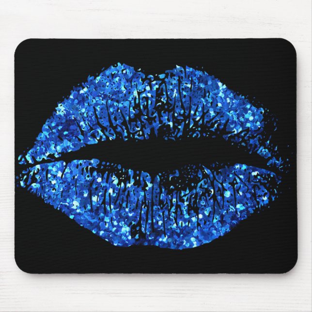 Mousepad Lábios brilhantes azuis (Frente)