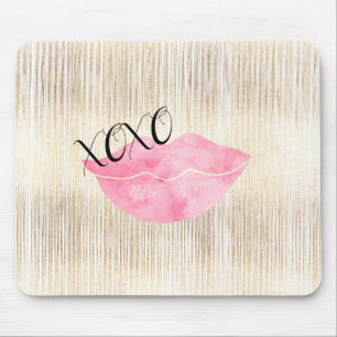 Mousepad Lábios de Aquarela Rosa XOXO