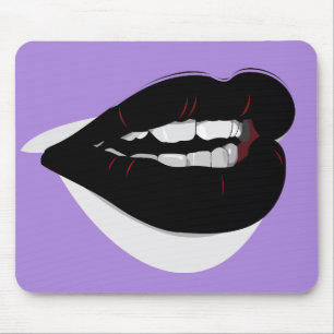 Mousepad Lábios de Batom Preto Escuro