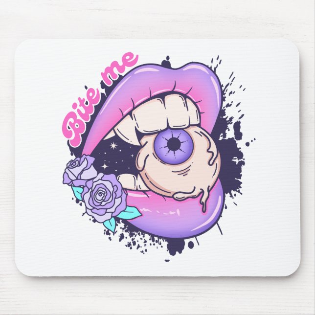 Mousepad Lábios de Dia das Bruxas Rosa (Frente)