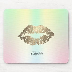Mousepad Lábios Iridescentes com Brilho Dourado Adorável
