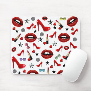 Mousepad Lábios Vermelhas de Batom Enrolam o Pad do Mouse!