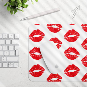 Mousepad Lábios Vermelhos, Batom Vermelho, Beijo, Padrão De