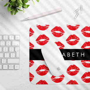 Mousepad Lábios Vermelhos, Batom Vermelho, Padrão De Lábios