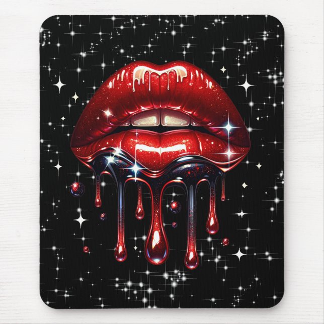 Mousepad Lábios Vermelhos com Brilho Glamour (Frente)