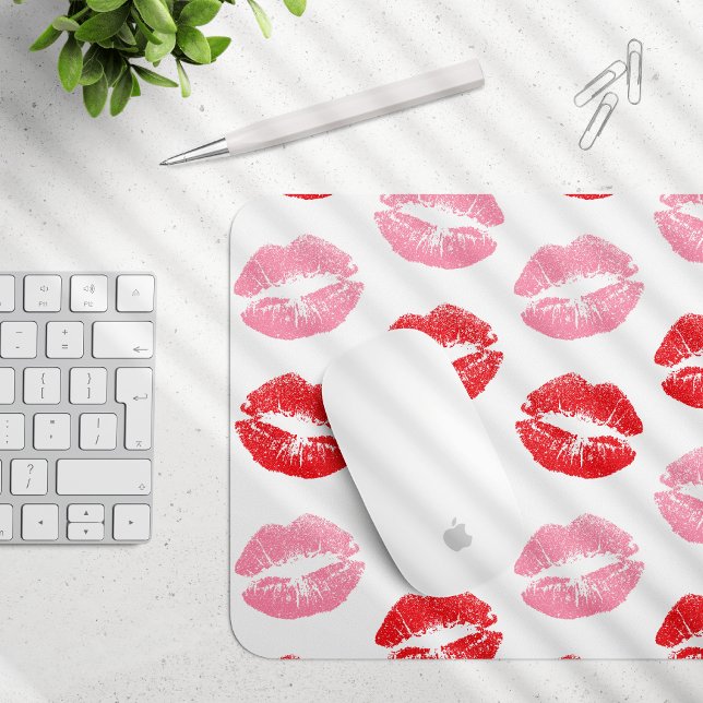 Mousepad Lábios Vermelhos e Rosa, Padrão De Lábios, Batom,  (Criador carregado)