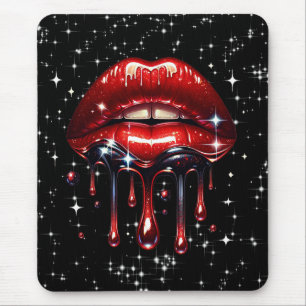 Mousepad Lábios Vermelhos Esgotando Brilho Glamour Faísca