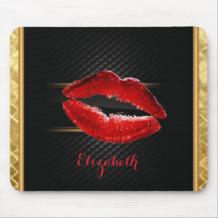 Mousepad Lábios Vermelhos Glitter Modernos e Elegantes, Per