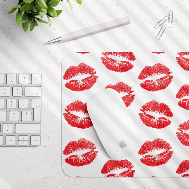 Mousepad Lábios Vermelhos, Padrão De Lábios, Batom Vermelho (Criador carregado)