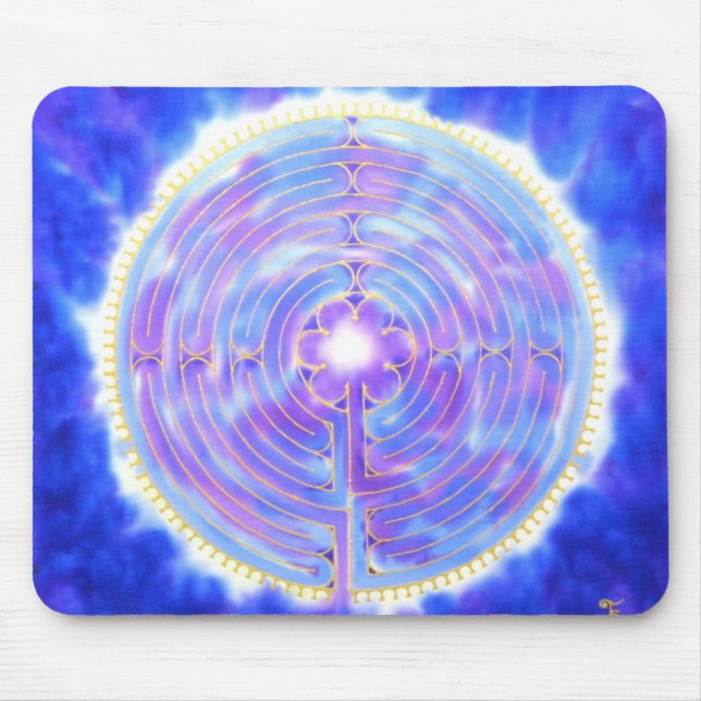 Mousepad Labirinto de Chartres no azul: Um tapete do rato (Frente)