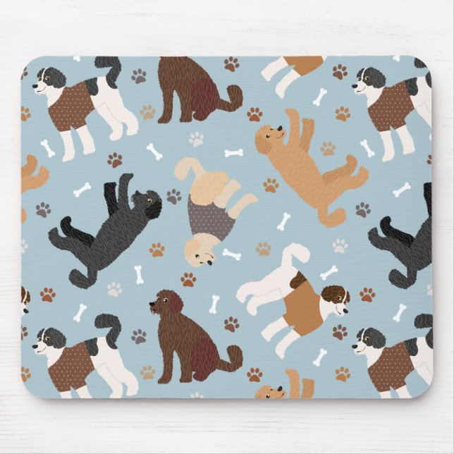 Mousepad Labradoodle / Ossos e patas de Goldendoodle (Frente)
