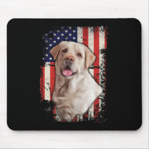Mousepad Labrador Amarelo Labs Patriótico Americano Bandeir