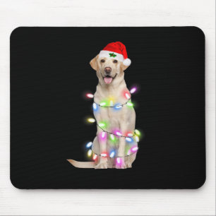 Mousepad Labrador Cachorro Papai noel Árvore de Natal Luzes