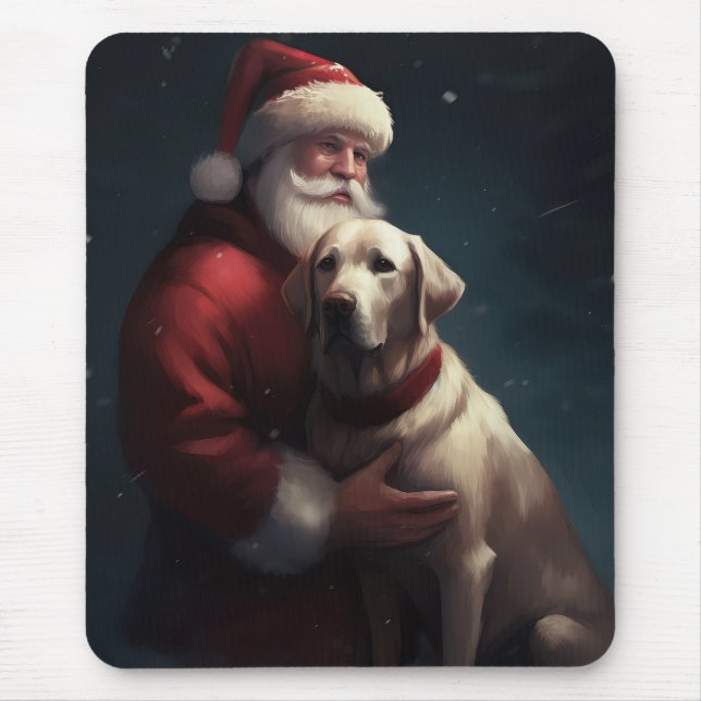 Mousepad Labrador Com Papai Noel Natal Festivo  (Frente)