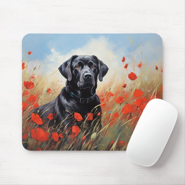 Mousepad Labrador em papoilas (Com mouse)