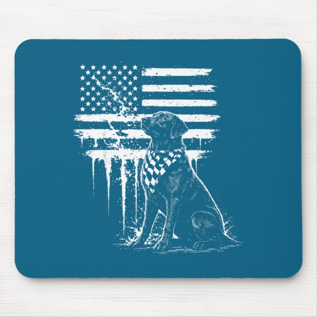 Mousepad Labrador preto design da bandeira americana (Frente)
