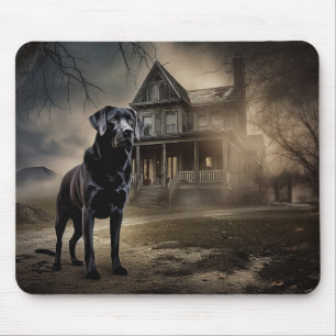Mousepad Labrador Preto Dia das Bruxas Assustador