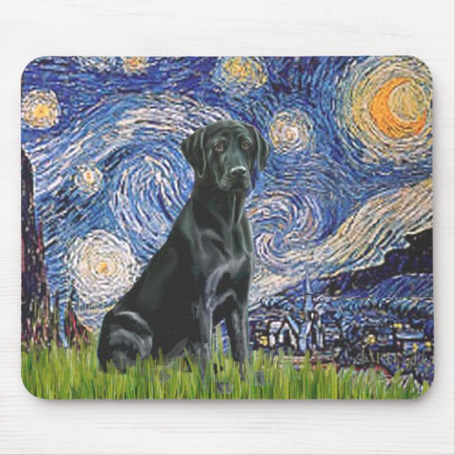 Mousepad Labrador (preto) - Noite Estrelada (Frente)