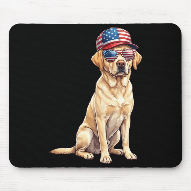Mousepad Labrador Retriever Cão Bandeira Americana Lab Amar (Frente)