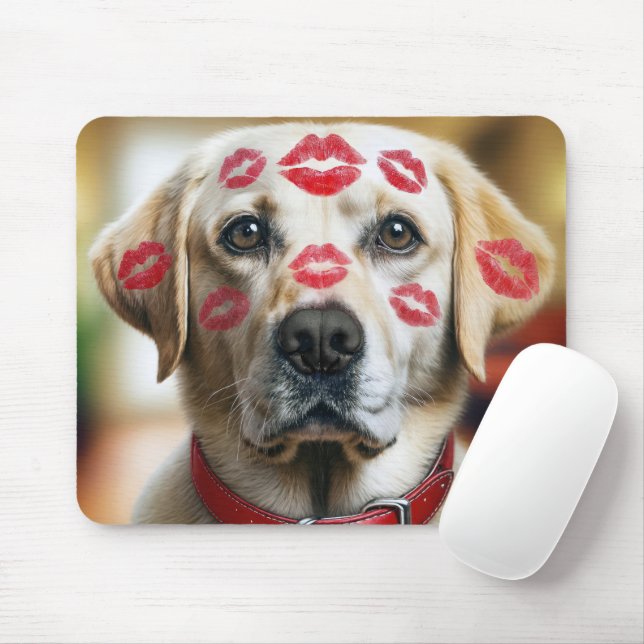 Mousepad Labrador Retriever Com Kisses Lipstick (Com mouse)