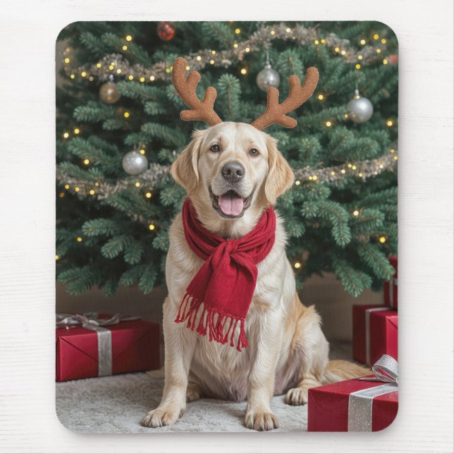 Mousepad Labrador Retriever Com Reindeer Antlers (Frente)