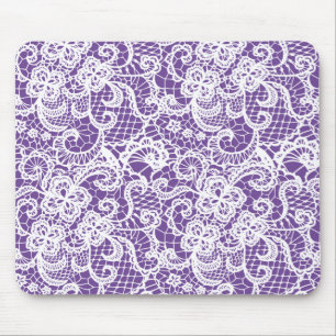 Mousepad Lace Branco Em Roxo