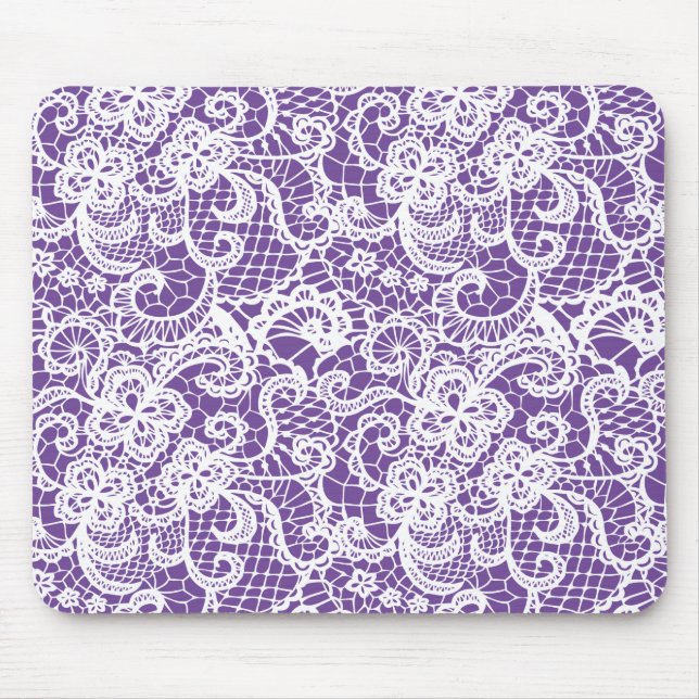 Mousepad Lace Branco Em Roxo (Frente)