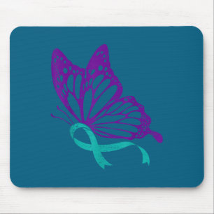 Mousepad Laço Azul e Roxo de Conscientização sobre Prevençã