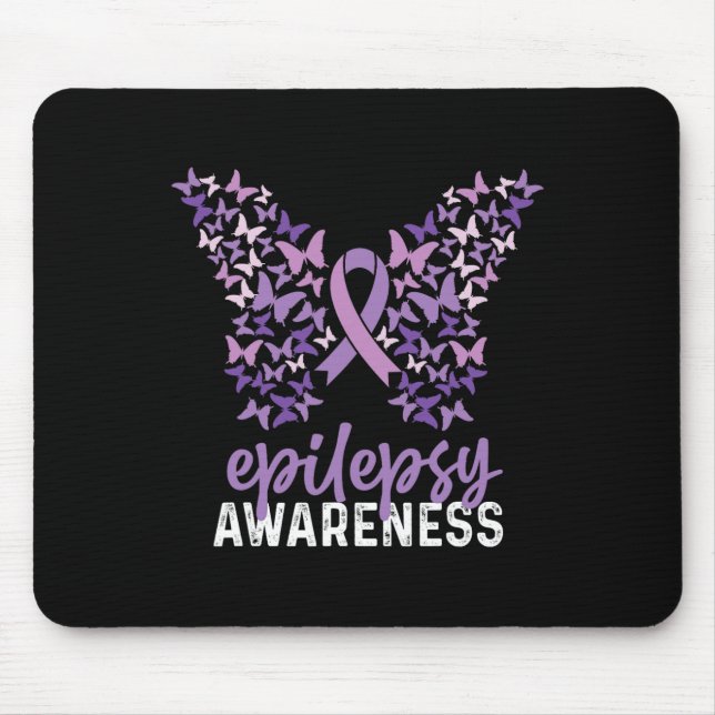 Mousepad Laço Borboleta de Conscientização da Epilepsia 1  (Frente)