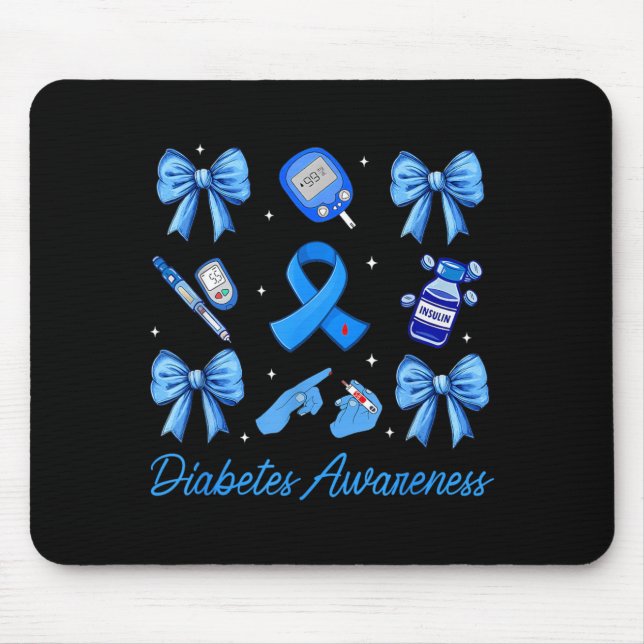 Mousepad Laço Coquete de Fita Azul para Conscientização sob (Frente)