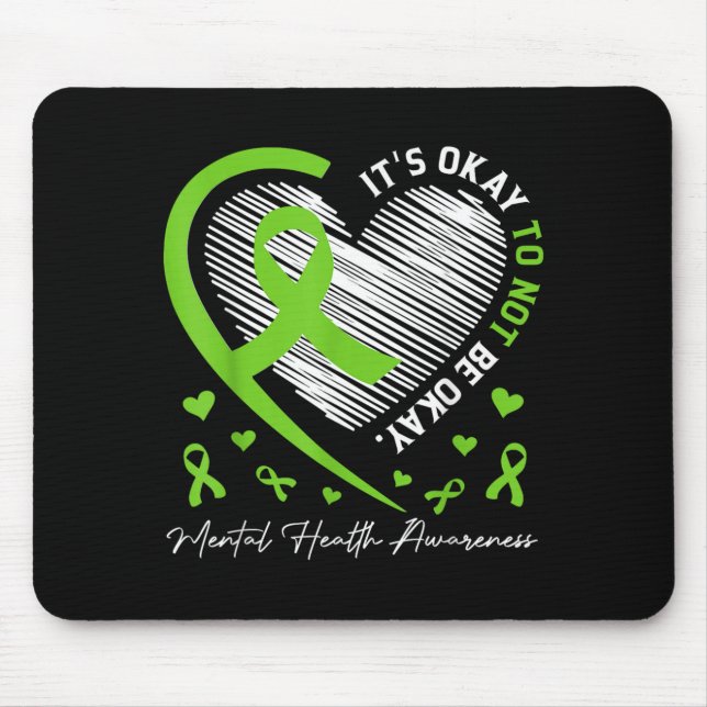 Mousepad Laço Coração de Conscientização sobre Saúde Mental (Frente)