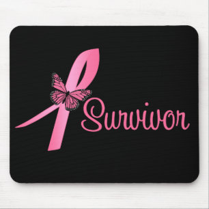 Mousepad Laço de Borboleta Rosa - Sobrevivente de Câncer de