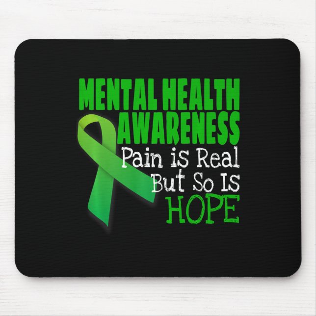 Mousepad Laço de Conscientização da Saúde Mental  (Frente)