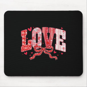Mousepad Laço de Coquete Corações Amor Dia dos Namorados Xo