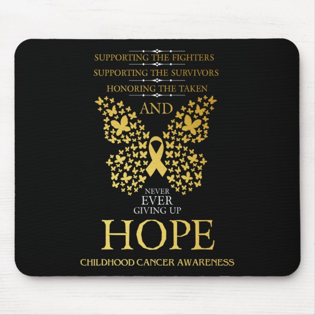 Mousepad Laço de Ouro da Conscientização do Câncer Infantil (Frente)