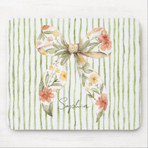 Mousepad Laço Floral Listras Verdes