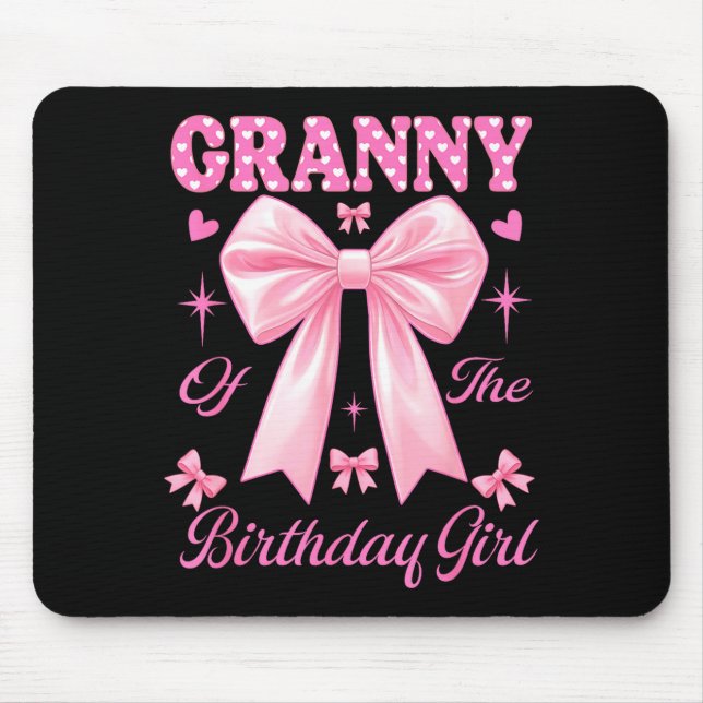 Mousepad Laço rosa coquete de aniversário da vovó (Frente)