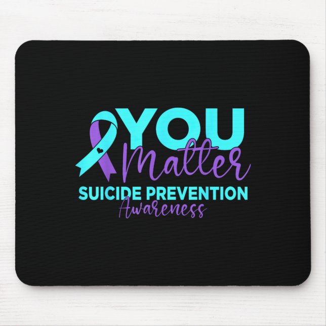 Mousepad Laço Roxo Azul Claro de Conscientização sobre Prev (Frente)