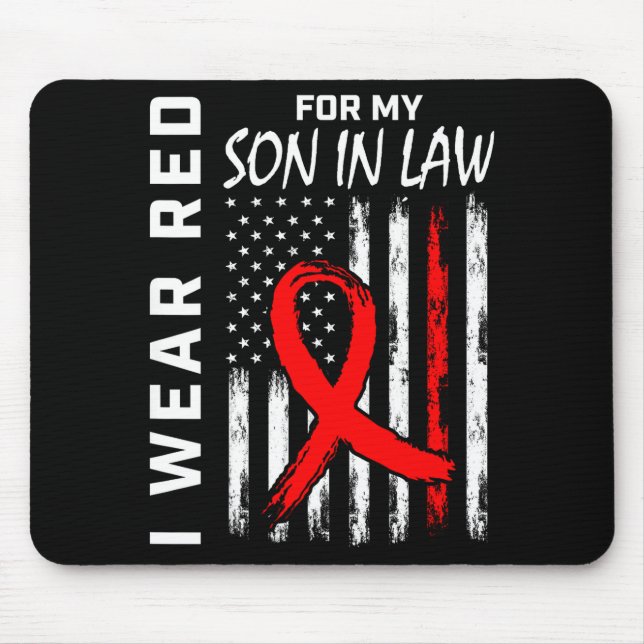 Mousepad Laço Vermelho Para a Conscientização da Doença Car (Frente)