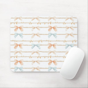 Mousepad Laços Azuis de Pêssego Creme