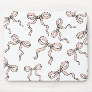 Mousepad Laços de Fita Rosa Tendência Fofa Contornados em P