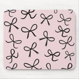 Mousepad Laços Pretos Pequenos e Fofos na Moda Rosa